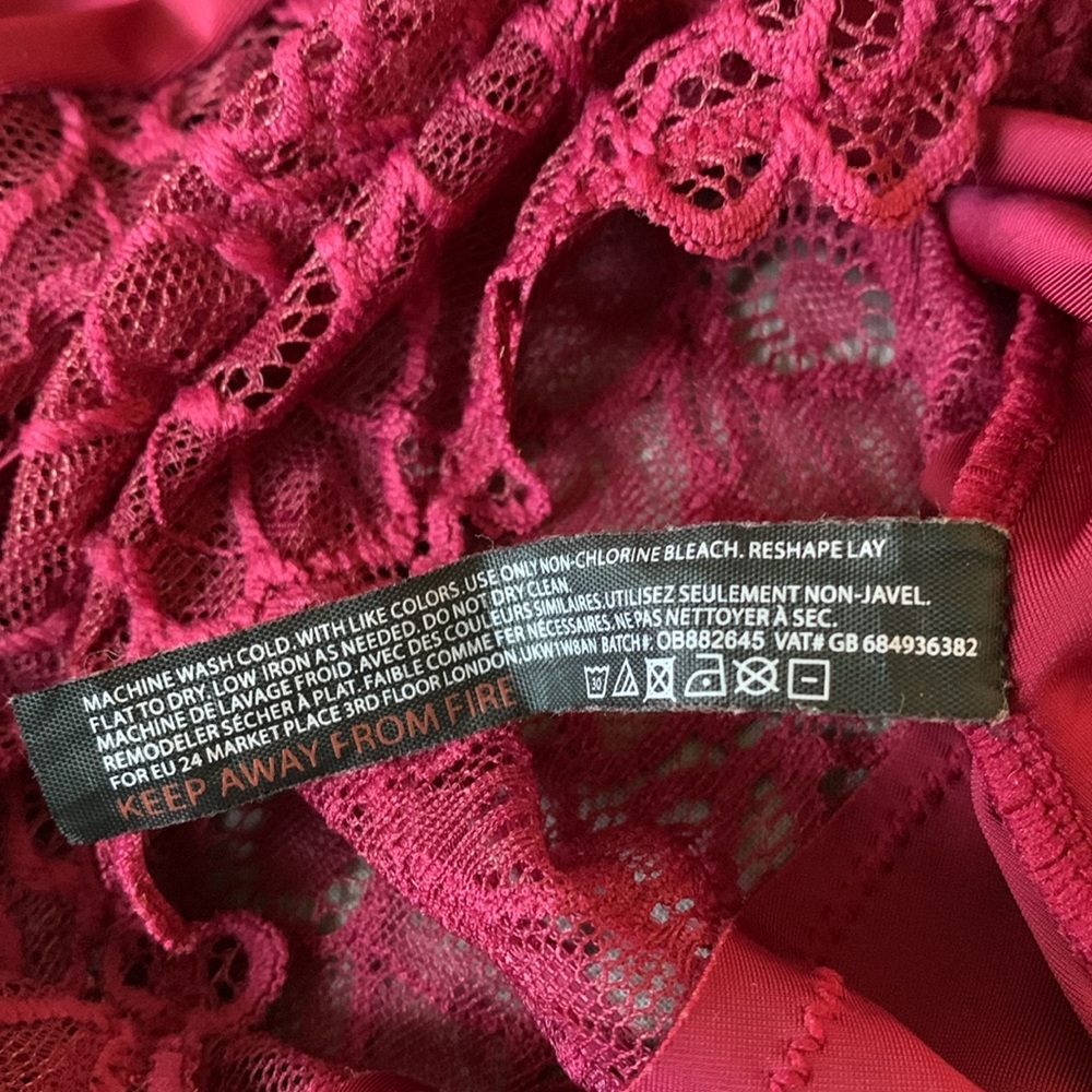 Out From Under by Urban Outfitters Burgundy Lace Thong Underwire Teddy - Picture 10 of 16